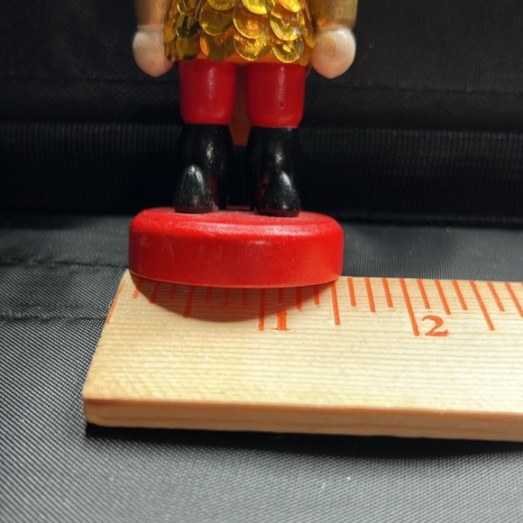Pottery Barn wooden nutcracker furry hair sequin jacket hand painted mouth opens - Picture 9 of 11